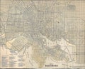 Vintage 1891 map of the city of Baltimore