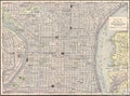 Vintage 1891 map of the city of Philadelphia Royalty Free Stock Photo