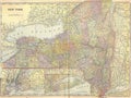 Vintage 1896 map of New York state Royalty Free Stock Photo