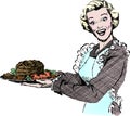 Vintage 1950s Woman Serving Dinner Royalty Free Stock Photo