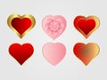 Collection of realistic heart designs for love symbols