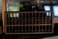 Vintage abacus. wood high quality ancient abacus. vintage abacus on rustic wooden table. Royalty Free Stock Photo