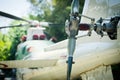 Helicopter tail rotor detail selective focus Royalty Free Stock Photo