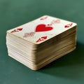 Vintage Ace of Hearts Playing Card on Stack
