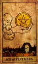 Vintage Ace of Pentacles Tarot Card Money Investments Saving Abundance Prosperity