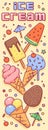 Cute illustration with different ice creams in cartoon style