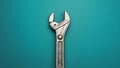 Vintage Adjustable Wrench on Teal. Concept Tools, Vintage, Teal, Adjustable Wrench Royalty Free Stock Photo