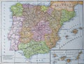 Vintage administrative Map of Spain. Picture from book Enciclopedia Autodidactica written in spanish by Dalmau Carles, published