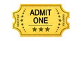 Vintage admit one entrance ticket Royalty Free Stock Photo