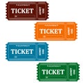 a set of vintage tickets with one ticket highlighted on a white background Royalty Free Stock Photo