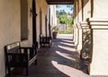 Exterior arched walkway at a mission in California Royalty Free Stock Photo