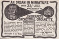 Vintage advert for J. M Draper - Orchestral Organette 1900.