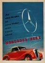 Vintage advertisement for Mercedes Benz on paper. Vintage advert of the early 19