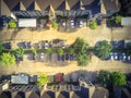 Vintage aerial apartment complex building outdoor parking