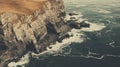 Vintage Aerial View Of Coastal Cliff In Duotone Royalty Free Stock Photo