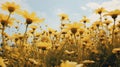 Vintage Aesthetic: Dreamy Field Of Yellow Flowers In Marguerite Blasingame Style