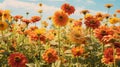 Vintage Aesthetic Field Of Flowers With Bold Chromaticity Royalty Free Stock Photo