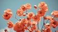 Vintage Aesthetic: Orange Flowers Against Blue Sky
