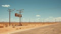 Vintage Aesthetics: Desert Landscape With Telephone Poles