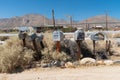 Vintage aged mailboxes in west California desert