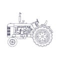 Vintage agricultural tractor isolated on white vackground. Vector