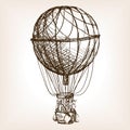 Vintage air balloon wheel hand drawn sketch vector