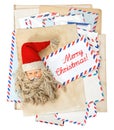 Vintage air mail envelopes. Season greetings. Merry Christmas Royalty Free Stock Photo