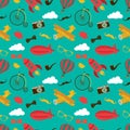 Vintage Air Vehicles Seamless Pattern