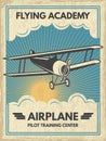 Vintage aircaft poster. Vector illustration Royalty Free Stock Photo