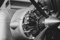 vintage aircraft engine and propeller Royalty Free Stock Photo