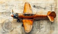 Vintage aircraft on engineering blueprints merging historical aviation with technical design illustrating aeronautical engineering
