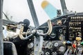 Vintage airplane cockpit interior Royalty Free Stock Photo