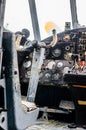 Vintage airplane cockpit interior