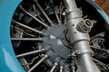 vintage airplane engine detail inside propeller (small antique plane turbine) Royalty Free Stock Photo