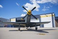 Vintage airplane in front of the hangar, taken in WIndsor Airport, Ontario. Royalty Free Stock Photo
