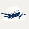 Vintage Airplane Illustration: Detailed Character Art With Low Contrast Royalty Free Stock Photo