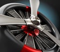 Vintage airplane propeller macro detail. 3D illustration Royalty Free Stock Photo