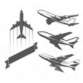 Vintage airplane symbols, illustrations. Aviation stamps vector collection.