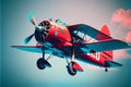 Vintage Airplanes. Design set. Old fashion blue red yellow army aircraft. vintage illustration flying machine. Royalty Free Stock Photo