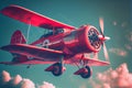 Vintage Airplanes. Design set. Old fashion blue red yellow army aircraft. vintage illustration flying machine Royalty Free Stock Photo