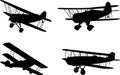 Vintage airplanes silhouettes Royalty Free Stock Photo