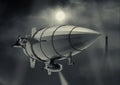 Vintage airship Zeppelin. in the sky. 3d illustration