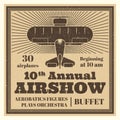 Vintage airshow poster label with airplane