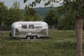 Vintage Airstream Caravan in a green park