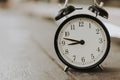 Vintage alarm clock copy space to the left for text, Royalty Free Stock Photo