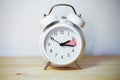 Vintage alarm clock showing change from daylight saving time and fall back to standard time, copy space Royalty Free Stock Photo