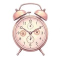 Vintage Alarm Clock Watercolor Illustration Royalty Free Stock Photo