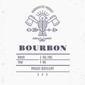 Vintage alcohol drink label design with ethnic elements in thin line style.