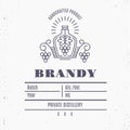 Vintage alcohol drink label design with ethnic elements in thin line style.