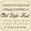 Vintage alphabet, hand drawn font.